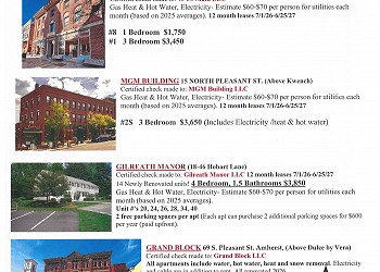 Amherst apartments available for lease 2026-27