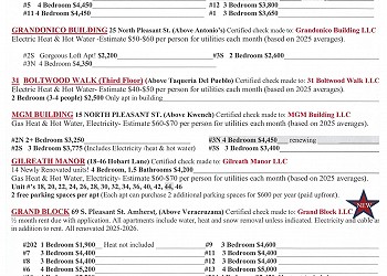 Amherst apartments available for lease 2026-27